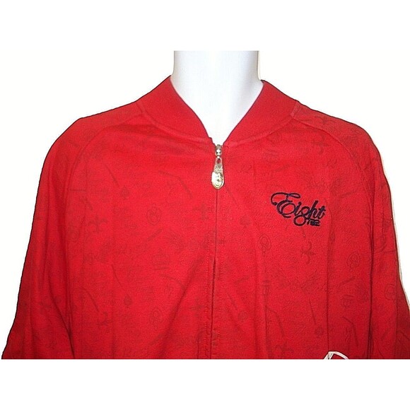 Eight 732 Jacket Mens Red Detailed Design Short Sleeve Full Zip Retro XL - Picture 3 of 12
